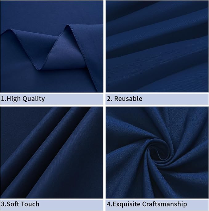 Navy Blue 6 Pack Polyester Table Cloth 60 x 126 Inch, Rectangle Tablecloths for 6 Foot Tables Washable Table Cloth for Party Wedding