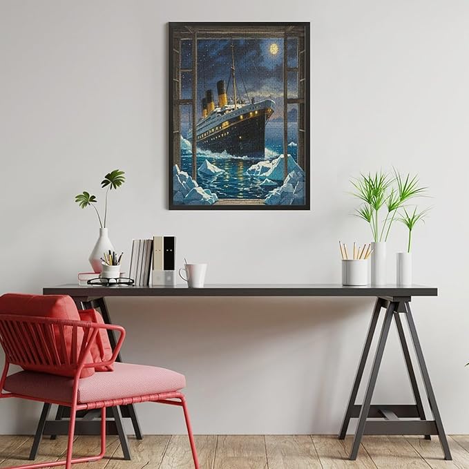 Puzzles for Adults 500 Pieces Wooden Jigsaw Puzzle - Silent Ship Theme Puzzle，Party Games，Family Toys，Educational Puzzles，Stress Relief Wooden Puzzle，Gifts for Family，Colleagues and Friends