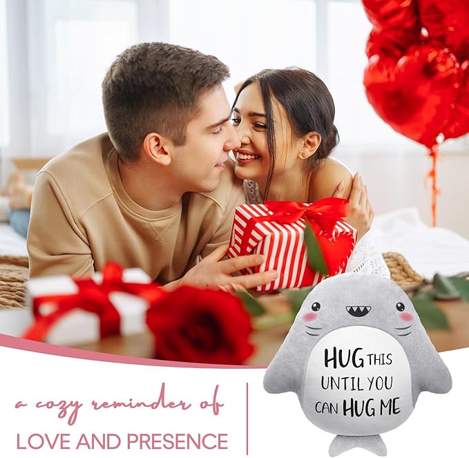 Christmas/Birthday Gifts for Girlfriend/Boyfriend, Long Remote Distance Relationship Gifts- Novelty Cute Shark Pillow- I Love Miss You Gift for Her/Him, 15”×15”