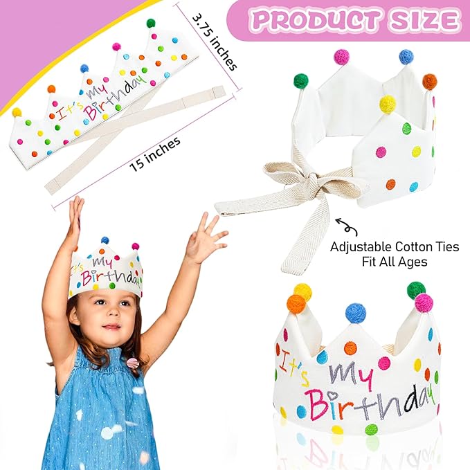 Personalized Hand Embroidered Crown, Customed Birthday Crowns for Kids Birthdays Party, Fit All Ages