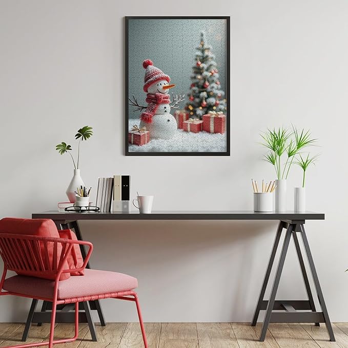 Wooden Puzzles for Adults 500 Pieces, Christmas Winter Snowman, Each Piece is Unique and Perfectly Put Together, are Special Home Decorations, Fun Puzzles, Party Games, Family Toys