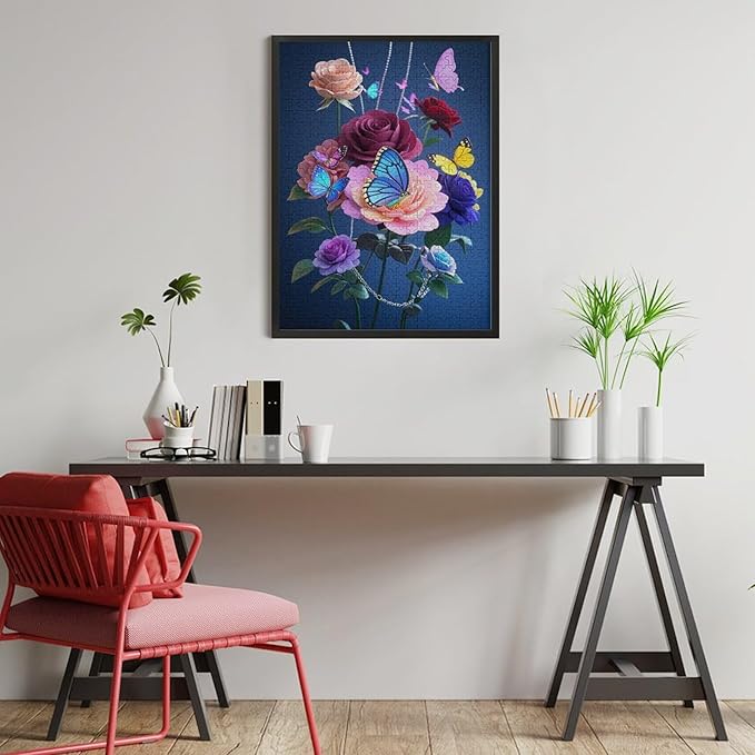 Jigsaw Puzzles for Adults 500 Piece - Butterfly Flowers Themed Wooden Puzzles，Challenge Puzzles，Educational Games，Family Puzzles，Unique Gifts for Wall Art ，Funny Puzzles，Stress Relief Games