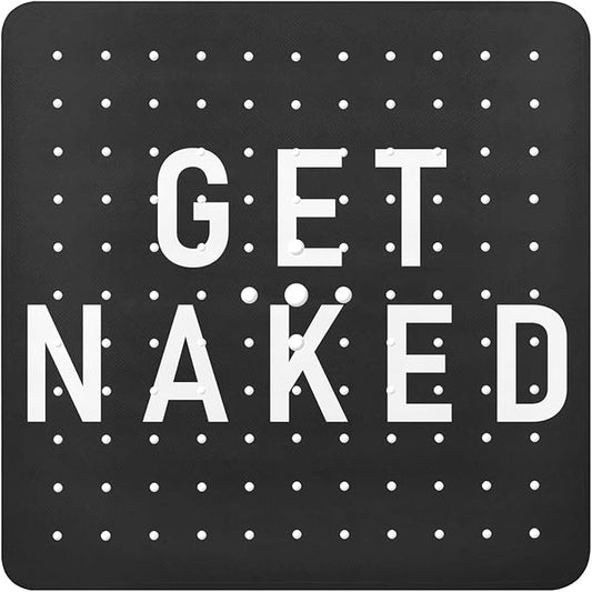 Bathtub Mat Non Slip, Get Naked Square Bath tub Mat Shower Floor Mat with Suction Cups for Adults Kids Elderly 21 X 21 Inch