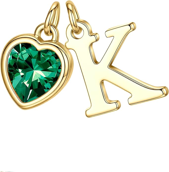 Turandoss Valentines Day Gifts for Her Trendy, Dainty 14K Gold Plated Initial A-Z Heart Birthstone Pendant Necklace Personalized Bridesmaid Birthday Valentines Jewelry Gifts for Women Girls