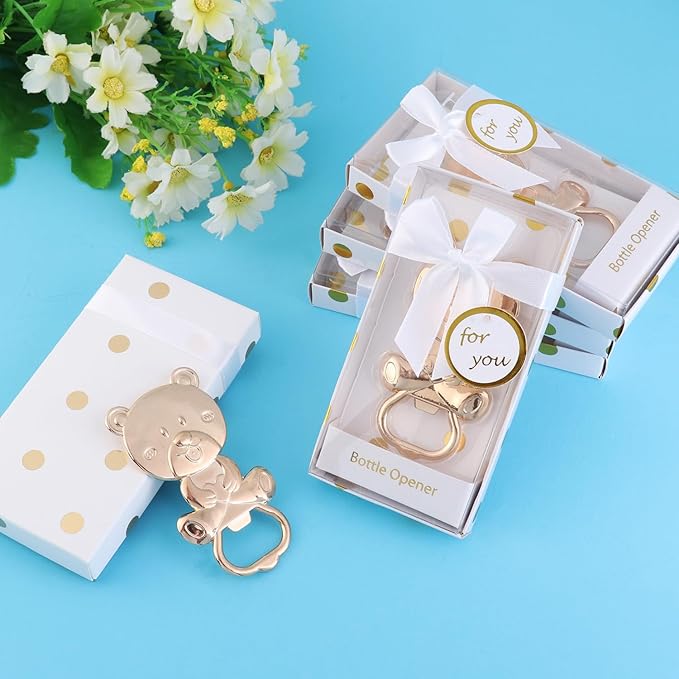 24 pcs Bottle Opener Baby Shower Favors,Baby Shower Return Gifts for Guest Baby Shower Souvenir Supplies Parent to Be Party Souvenirs Gift with Exquisite Packaging Decorations(24, White-M)