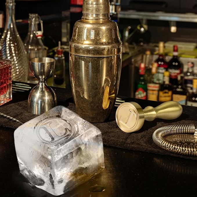 Ice Cube Stamp for Cocktails Ice Stamp Brass Head with Handle, Ice Branding Stamp for Ice Cubes Cocktail Whiskey Drinks Party Wedding Making DIY Crafting (Letter L)
