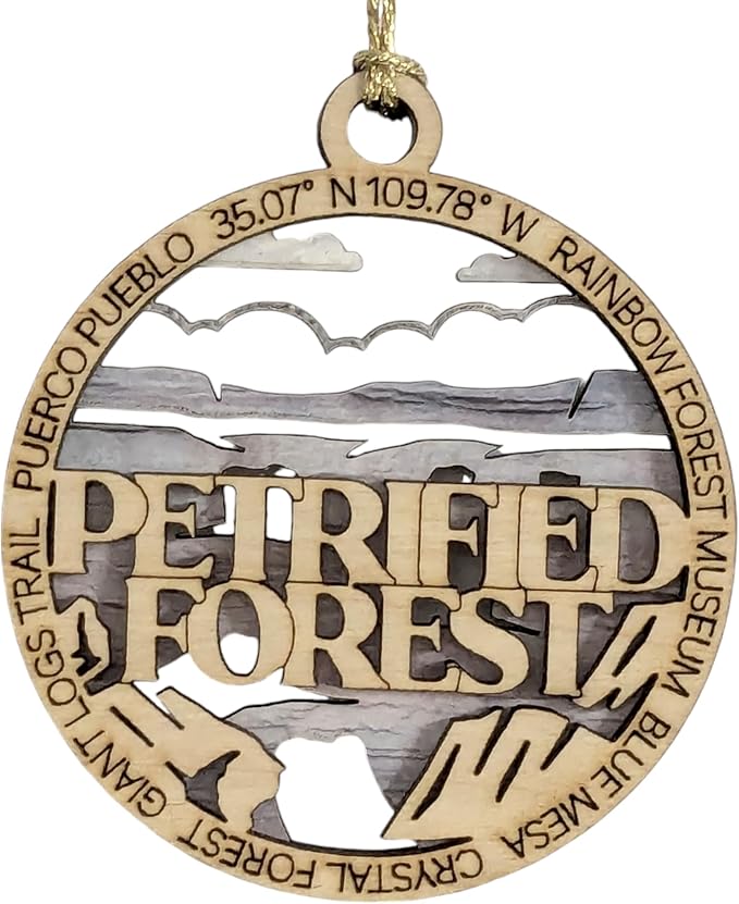 Petrified Forest National Park 3" Wood Ornament - Laser Cut Christmas Tree Decoration, Handmade Arizona Souvenir Gift