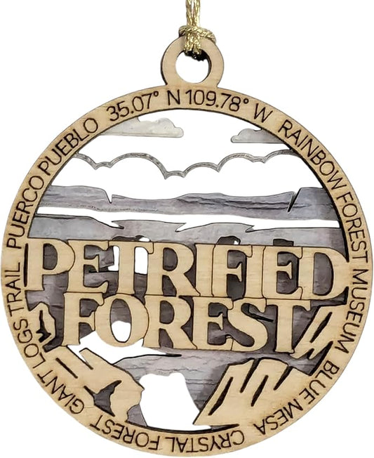 Petrified Forest National Park 3" Wood Ornament - Laser Cut Christmas Tree Decoration, Handmade Arizona Souvenir Gift