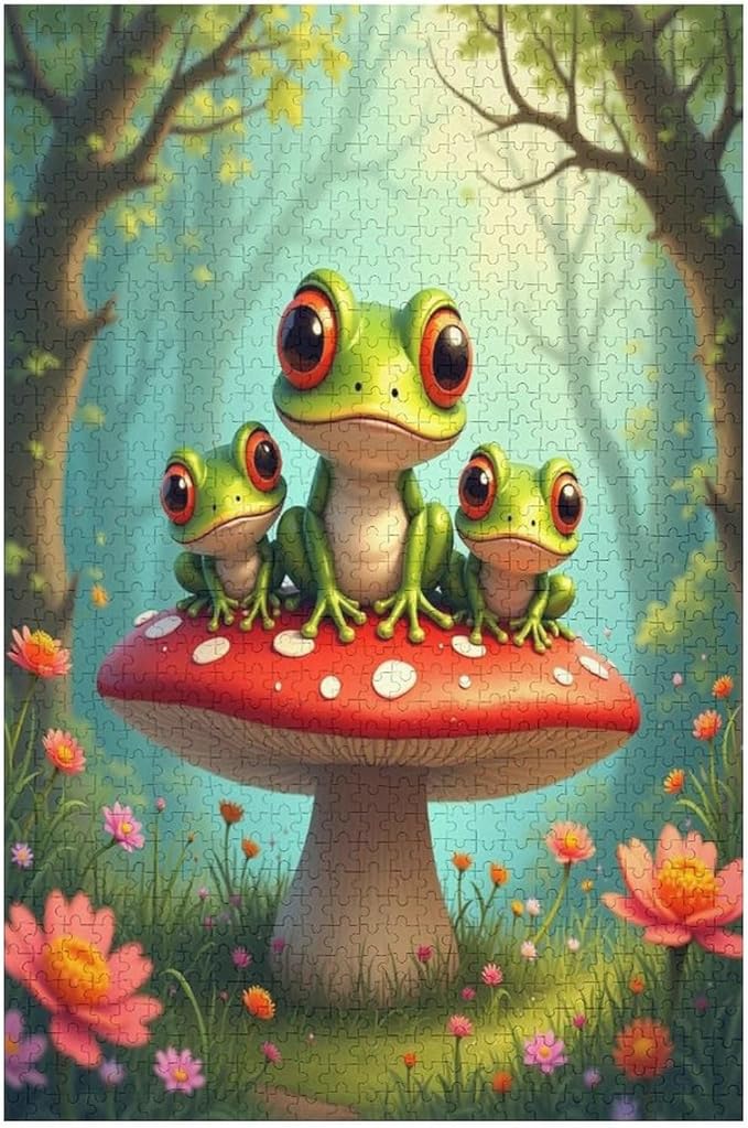 Jigsaw Puzzles for Adults 1000 Piece - Colorful Frogs Wooden Puzzles, Family Puzzles，Educational Games，Challenge Puzzles Puzzle Games