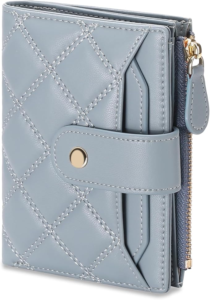 SENDEFN Small Wallet for Woman Leather RFID Blocking Bifold Zipper Pocket Credit Card Holder