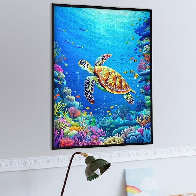 Jigsaw Puzzles for Adults 1000 Piece - Sea Turtle Wooden Puzzle，Puzzle Games， Stress Relief Games，Funny Puzzles，Unique Gifts for Wall Art ，Family Puzzles，Educational Games
