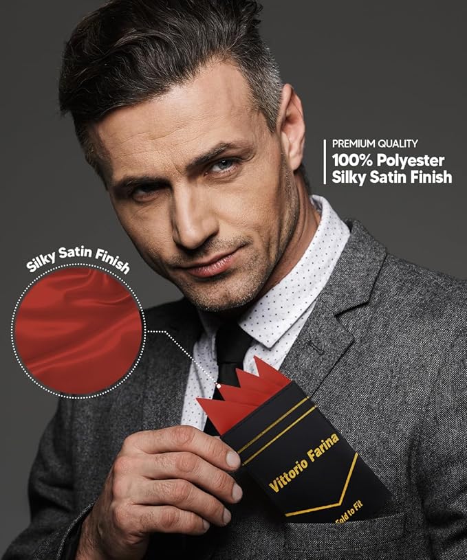 Premium Pre-Folded Four-Point Suit Pocket Square for Men with Sewn Pocket Fold