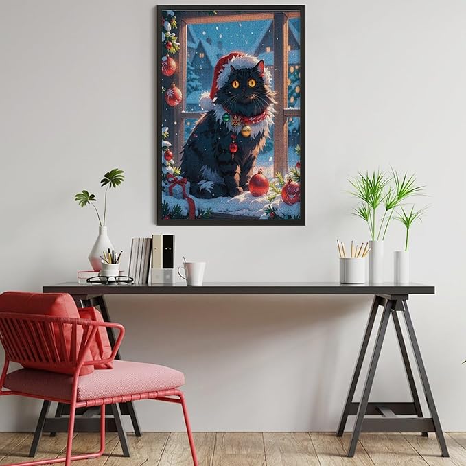 Jigsaw Puzzles for Adults 1000 Piece - Christmas Black Cat Wooden Puzzles, Unique Gifts for Wall Art，Family Puzzles，Educational Games，Challenge Puzzles