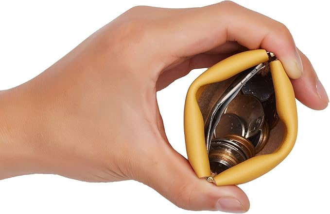 Travelambo Leather Squeeze Coin Purse Pouch Change Holder For Men & Women 2 pcs set