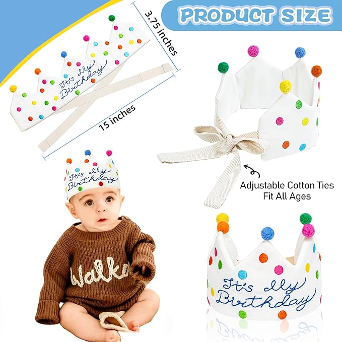 Personalized Hand Embroidered Crown, Customed Birthday Crowns for Kids Birthdays Party, Fit All Ages