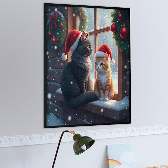 Jigsaw Puzzles for Adults 1000 Piece - Christmas Black Cat Wooden Puzzles, Challenge Puzzles Puzzle Games, Stress Relief Games, Funny Puzzles