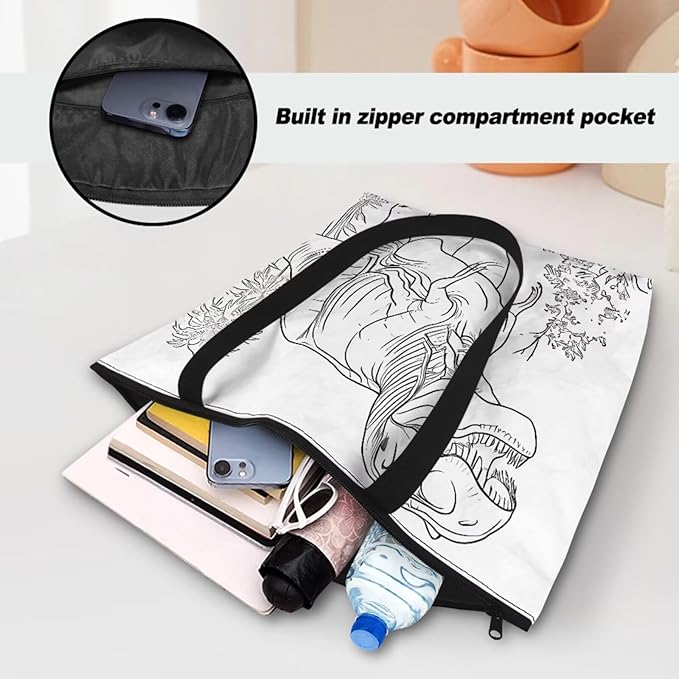 Cartoon Animal Printed DIY Coloring Tote Bag Waterproof Paper Handbags for Women Large Travel Shoulder Bags Purses