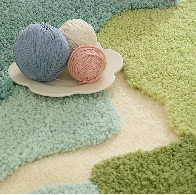 Ankah Shower Rug Bath Mat Forest Series Cartoon Design Bathroom Rug, Fluffy, Soft, Non-Slip, Durable, Absorbent Bath Rug, Irregular Plant Shaped Door Mat and Carpet, 19.68"x 31.49", Moss