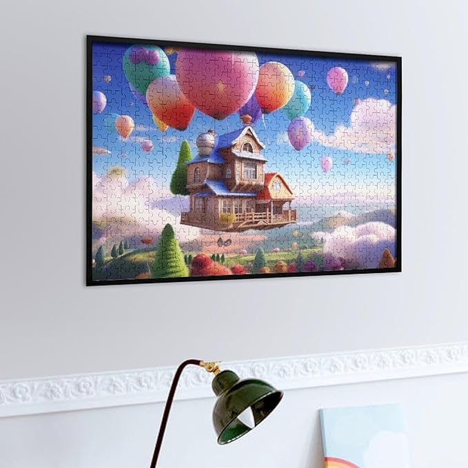 Wooden Puzzle - Floating House Jigsaw Puzzles，Wooden Puzzles for Adults 500 Pieces Challenge Puzzles，Educational Games，Family Puzzles，Unique Gifts for Wall Art,Funnny Puzzles