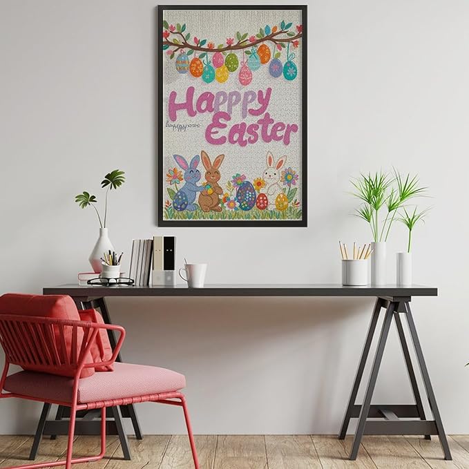 Wooden Puzzle - Easter and The Rabbit Jigsaw Puzzles，Wooden Puzzles for Adults 1000 Pieces Unique Gifts for Wall Art，Challenge Puzzles，Educational Games，Family Puzzles