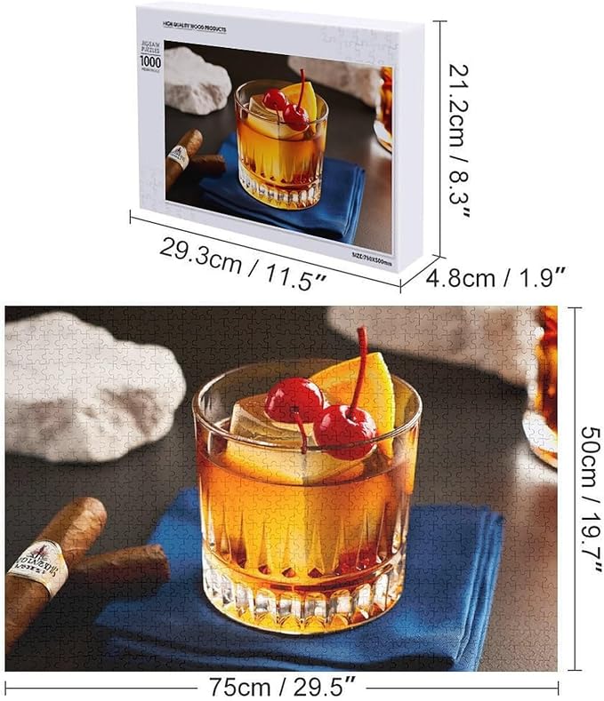 Old Fashioned Cocktail - 1000 Piece Jigsaw Puzzles for Adults，Stress Relieving Game Props Positive Thinking Puzzles Party Entertainment Puzzles for Adults and Teens Toy
