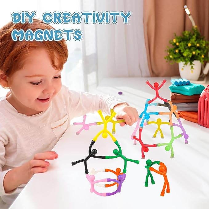 30Pcs Magnet Men, Refrigerator Magnetic Man, Fun Humanoid Magnet Fidget Travel Toys for Kids, Magnetic People Guys for Fridge, Locker, Whiteboard Decorative Gifts, 20Pcs Transparent+10Pcs Solid