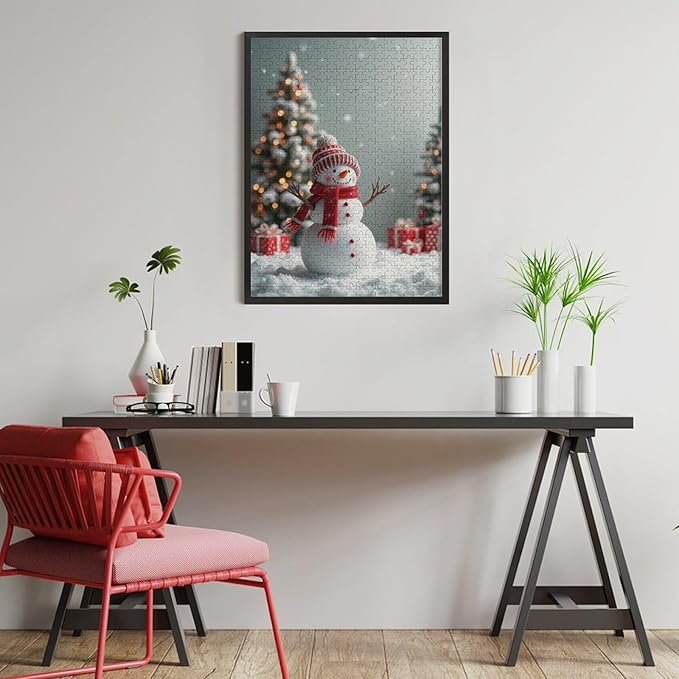 Wooden Puzzles for Adults 500 Pieces, Christmas Winter Snowman, Each Piece is Unique and Perfectly Put Together, are Special Home Decorations, Fun Puzzles, Party Games, Family Toys