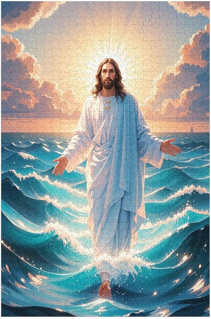 Jigsaw Puzzles for Adults 1000 Piece - Jesus Walk On Sea Wooden Puzzle，Funny Puzzle，Unique Gifts for Wall Art ，Family Puzzles，Educational Games，Challenge Puzzles