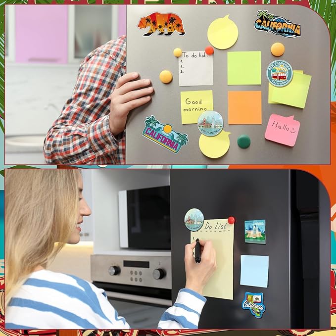 18 Pcs California Fridge Magnet Magnetic Refrigerator Stickers Metal California Souvenirs Gifts Refrigerator Magnets Home Decoration Accessories