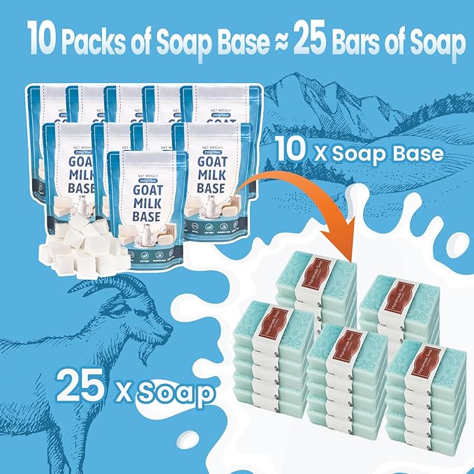 Deluxe Goat Milk Soap Making Kit for Adults, DIY Natural Soap Making Supplies Kit Included Soap Melting Pot, Goat Milk Soap Base, Dyes, Essential Oils and Supplies for Making Soaps Gift