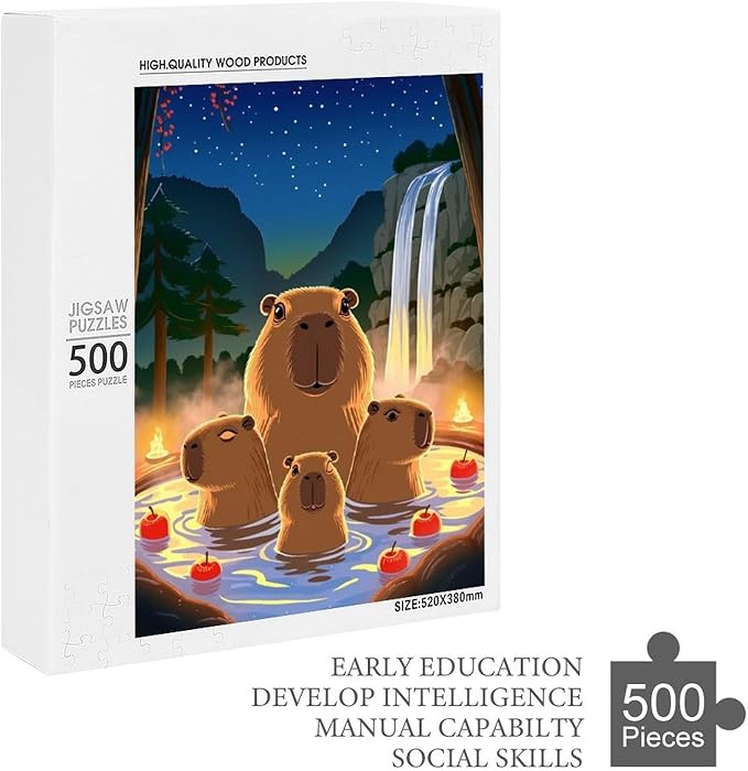 Jigsaw Puzzles for Adults 500 Piece - Cute Capybara Wooden Puzzles, Funny Puzzles，Unique Gifts for Wall Art，Family Puzzles，Educational Games，Challenge Puzzles