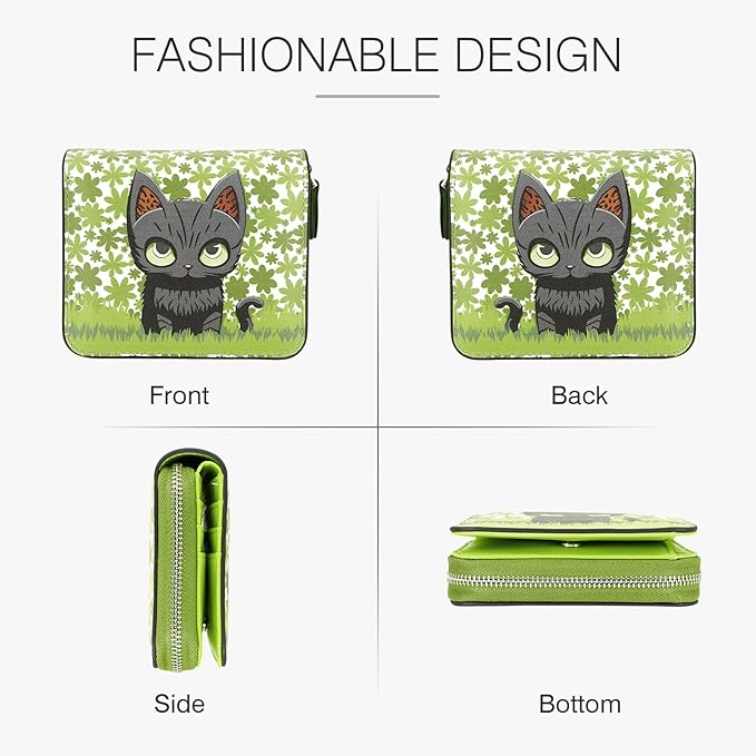 Genuine Small Wallet for Women, Slim RFID Blocking Credit Card Holder with ID Window, Compact Purses for Women with 25 Card Slots