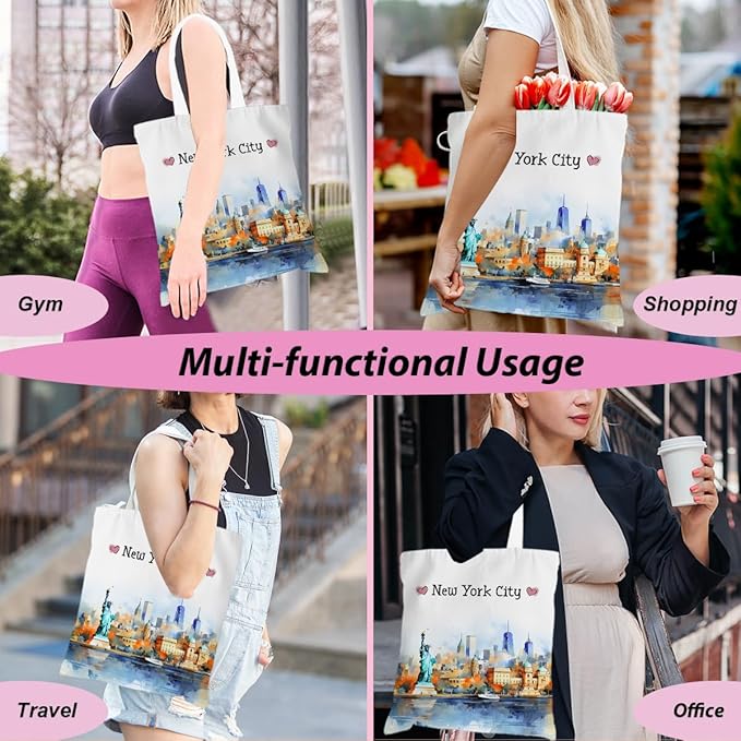 Jeilink New York Souvenirs and Gifts Beach Weekender Tote Travel Reusable Grocery Bags Girls Trip