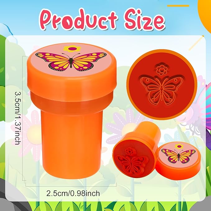Cinrobiye 24 PCS Butterfly Party Stampers – Spring Birthday Favors for Girls Boys, Classroom Rewards, Carnival Prizes, Goodie Bag & Pinata Fillers, Butterfly Theme Party Supplies