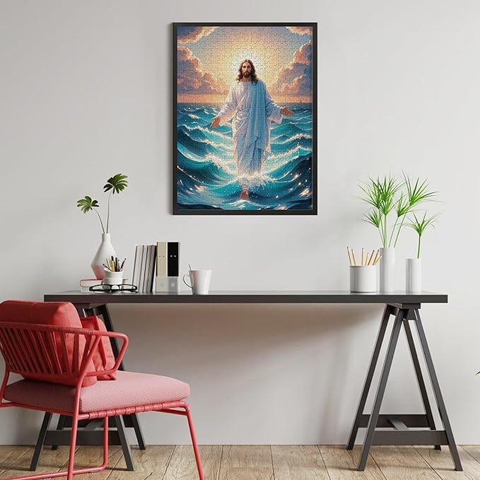 Jigsaw Puzzles for Adults 500 Piece - Jesus Walk On Sea Wooden Puzzle，Funny Puzzle，Unique Gifts for Wall Art ，Family Puzzles，Educational Games，Challenge Puzzles