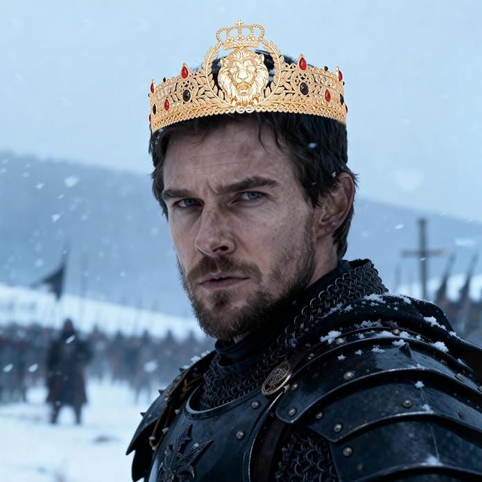 King Crown and Birthday Sash, King Crown for Men,Gold Men's Tiara Prince Diadem,Royal Medieval Cosplay Birthday Prom Halloween Hair Accessories