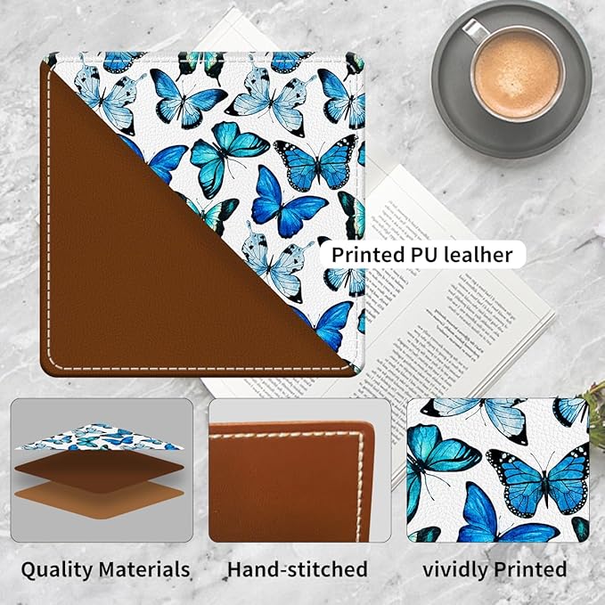 Cute Leather Bookmarks, Fun Triangle Making Corner Bookmark, Book Accessories for Reading Book Lovers, Unbreakable Page Markers for Women Men Cute Butterfly