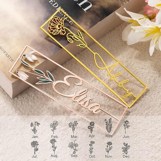 Handcrafted Personalized Bookmark Book Markers with Colorful Birthday Flower Custom 21st Birthday Gifts for Women Bookmark for Reading Lovers