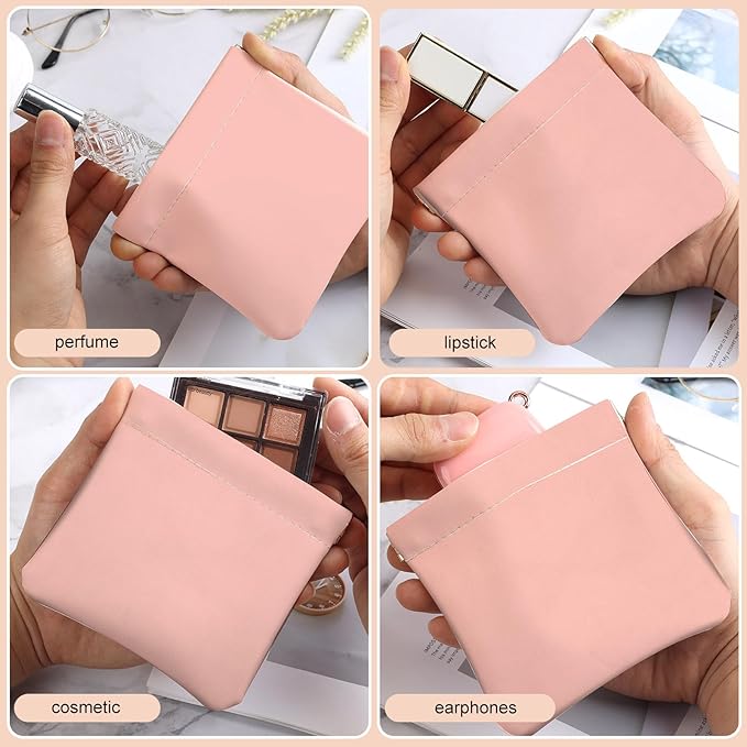2Pcs PU Leather Small Squeeze Coin Purse Pouch Mini coin Bag Unique And Cute Wallet Cosmetic Bags Change Bag For Women Girls Men （Pink