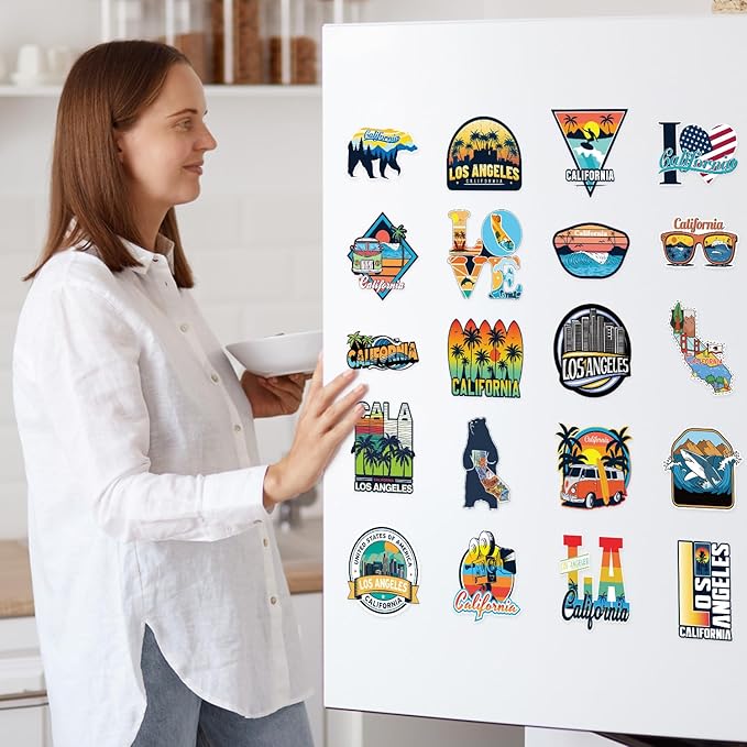 California Fridge Magnet Stickers - 20 Pcs Los Angeles Refrigerator Magnet USA State California Souvenirs Gifts Refrigerator Stickers for Home Kitchen Office Cruise Door Decor