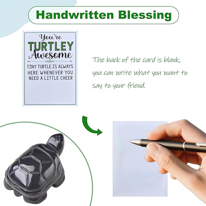 Obsidian Protection Turtle Gifts for Women Men, Birthday Graduation Gifts with Protection Card Crystal Gift for Negative Energy Shielding, Anxiety Relief & Spiritual Safety-Obsidian