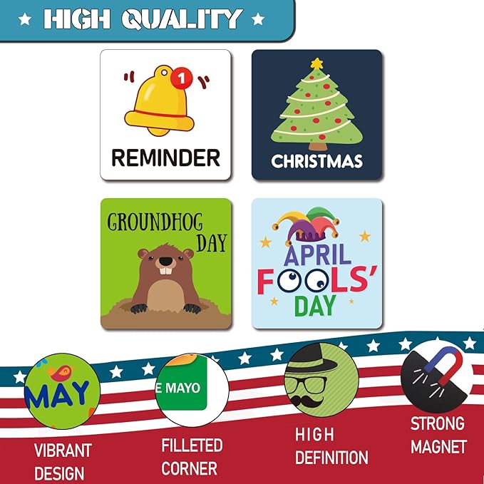 42Pcs Holiday Magnets for Magnetic Calendar, Holiday Refrigerator Magnets for Calendar Whiteboard, Dry Erase Boards, Calendar Magnets Accessories for Home Classroom Office