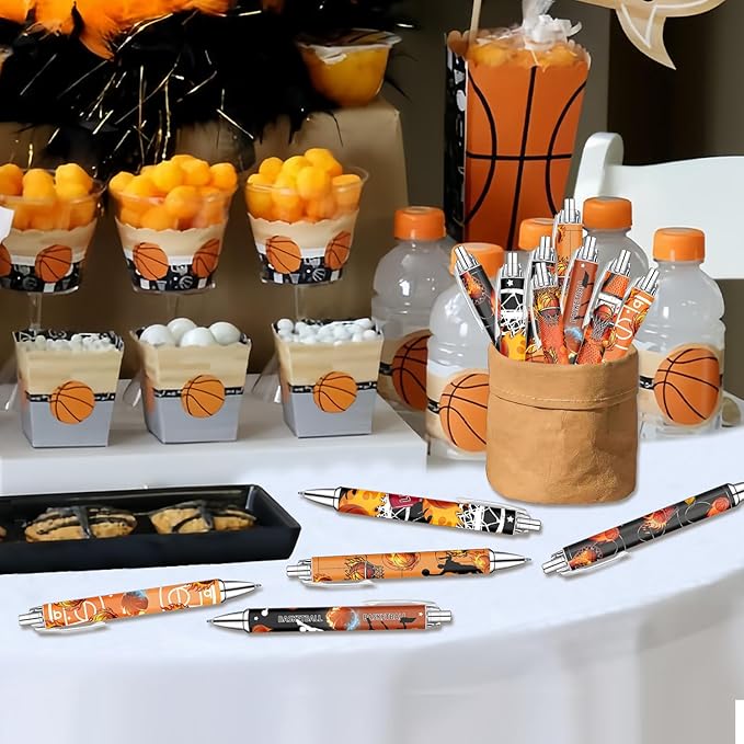 Basketball Pens Set – Fun Sports-Themed Writing Pens for kids,Students, and Coaches – Smooth Black Ink and Comfortable Grip – Great Party Favors, School Rewards, and Holiday Gift Ideas, 8 Pack