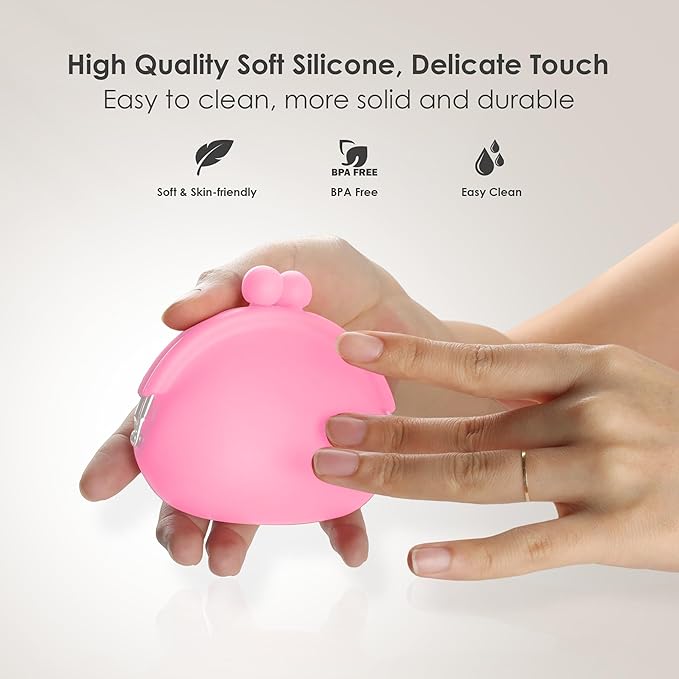 Coin Purse for Women – Silicone Small Coin Pouch with Kiss Lock for Coins, Keys, Lipstick, and Earphones – Mini Cute Change Purse, Coin Purse & Pouch for Daily Life, Cars, Travel, Party (Pink)