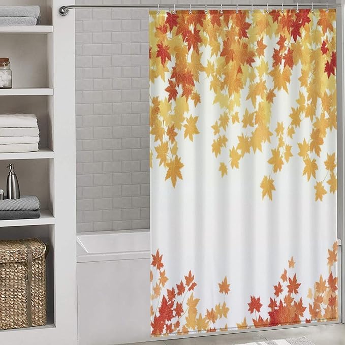 Fall Maple Shower Curtain Leaves Autumn Natural Scenery Havest Famhouse Waterproof Washable Fabric Bathroom Shower Curtains for Bathroom Decorations Home Indoor Decor 53x72Inch