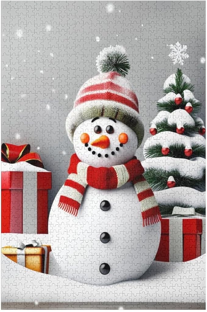 Wooden Puzzles for Adults 1000 Pieces, Christmas Winter Snowman, Each Piece is Unique and Perfectly Put Together, are Special Home Decorations, Fun Puzzles, Party Games, Family Toys