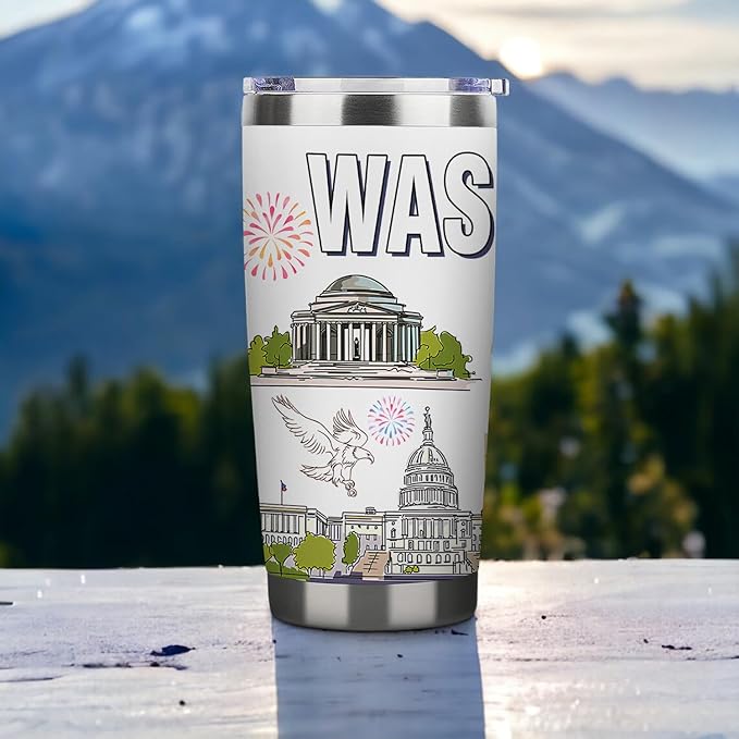 City Tumbler for City Lover,20oz Double Wall Vacuum Insulated Stainless Steel Coffee Cups (Washington)