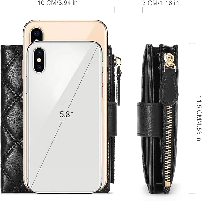SENDEFN Small Wallet for Woman Leather RFID Blocking Bifold Zipper Pocket Credit Card Holder