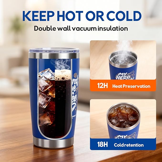 2025 Christmas Gifts for Dad, 20oz Engraved Tumbler from Daughter Son - Stainless Steel Insulated Cup with Lid, Leakproof Travel Mug for Coffee, Chrismas and Birthday Gift for Him,Blue