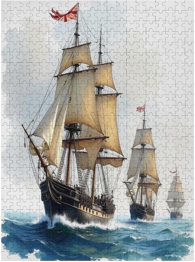Pirate Ship Ocean Wooden Puzzle 500 Pieces Jigsaw Puzzles for Adults Puzzle Educational Toys Challenging Fun Games Gifts for Elders Kids Family and Friends